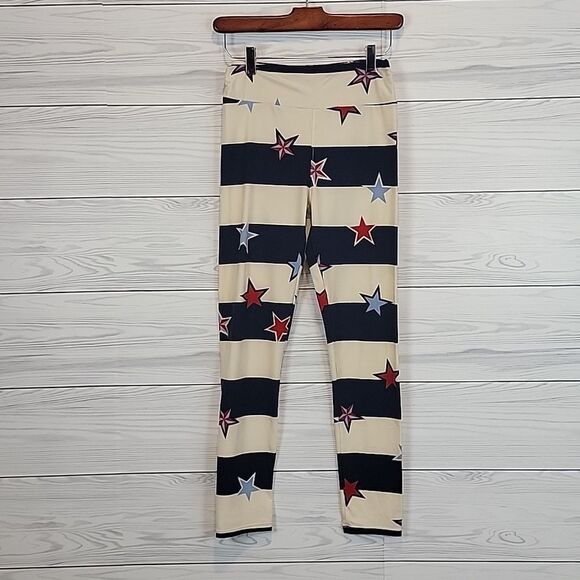 LulaRoe Americana striped leggings with stars Women's Size S - Picture 3 of 10